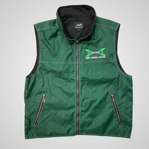 Zebra Hill Mens Doublemint Gum Embroidered Vest Green Nylon Full Zip Large